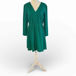 J. Crew Size 6 Dress Green Eyelet Long Sleeve